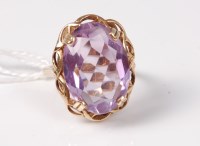 Lot 464 - A 9ct amethyst ring, the oval amethyst approx....