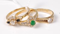 Lot 466 - Two 18ct gemset dress rings and another yellow...