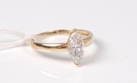 Lot 499 - A 14ct CZ ring, the marquise shape CZ, claw...