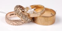 Lot 514 - Three 9ct rings and another 9ct gemset ring...