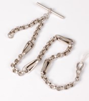 Lot 554 - A silver fancy link watch chain, (1.29oz)