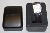 Lot 627 - A gents Emporio Armani steel cased wristwatch,...