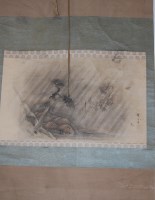 Lot 641 - A Chinese silk scroll painting depicting...