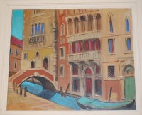 Lot 1016 - Continental school - Venetian backwater, oil...