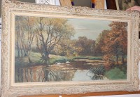 Lot 1020 - Robert Perrot - River landscape scene with...