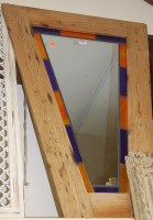 Lot 1022 - A pine framed wall mirror, h.95cm