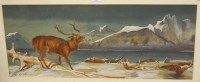 Lot 1062 - M H - Study of a stag in a winter landscape,...