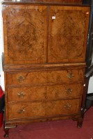 Lot 1144 - A 1930s figured walnut ledgeback compactum...