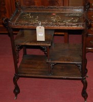 Lot 1219 - A Japanese Meiji period rosewood tea trolley,...