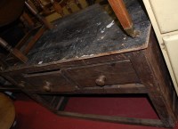 Lot 1274 - A 19th century stained pine three-drawer plank...