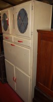 Lot 1275 - A 1950s yellow painted kitchen cabinet, w.91.5cm