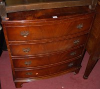 Lot 1296 - A reproduction flame mahogany bowfront chest...