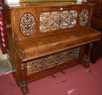 Lot 1313 - A late Victorian figured walnut upright piano...