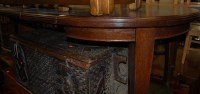 Lot 1316 - A late Victorian walnut topped and oak D-end...