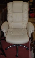 Lot 1393 - A contemporary cream leather upholstered...