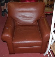 Lot 1398 - A contemporary tan leather upholstered...