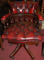 Lot 1414 - A reproduction mahogany and ox blood red...