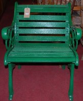 Lot 1420 - A pair of Victorian and later green painted...