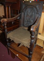 Lot 1440 - A 17th century style joined and carved oak...