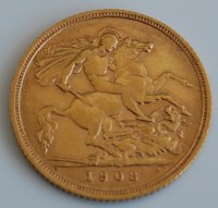 Lot 2115 - Great Britain, 1908 gold half sovereign,...