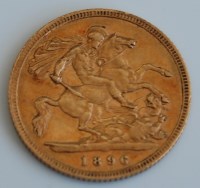 Lot 2124 - Great Britain, 1896 gold half sovereign, Queen...