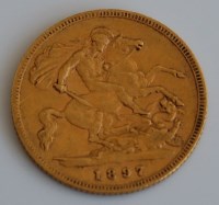 Lot 2128 - Great Britain, 1897 gold half sovereign, Queen...