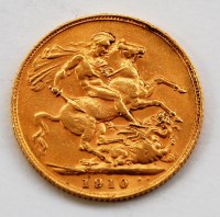 Lot 2143 - Great Britain 1910 gold full sovereign Edward...