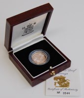 Lot 2144 - Great Britain, cased 1994 gold proof sovereign,...