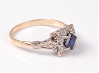 Lot 2525 - A synthetic sapphire and diamond ring, the...