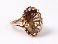 Lot 2527 - A 9ct citrine ring, the large oval...