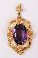 Lot 2573 - An amethyst pendant, the oval amethyst approx....