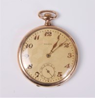 Lot 2608 - A rolled gold pocket watch, the champagne...