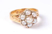 Lot 2622 - A Victorian 22ct pearl cluster ring, the seven...
