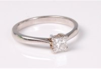 Lot 2631 - A platinum single stone diamond ring, the...