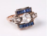 Lot 2634 - An Odeonesque white and blue sapphire ring,...