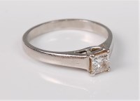 Lot 2654 - A platinum single stone diamond ring, the...