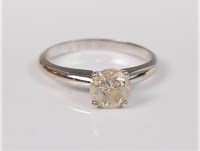 Lot 2658 - A 14ct single stone diamond ring, the round...