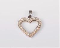 Lot 2667 - An 18ct white gold and diamond heart pendant,...