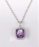 Lot 2687 - An 18ct white gold amethyst and white...