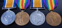 Lot 1011 - Two WW I British War and Victory duos, naming...