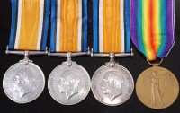 Lot 1030 - A collection of four WW I medals to include...
