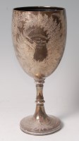 Lot 1163 - A late Victorian silver trophy goblet, having...