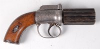 Lot 1169 - A mid-19th century six shot pepperbox revolver,...