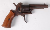 Lot 1170 - A Belgian six-shot pin fire revolver, having a...