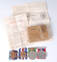 Lot 1181 - A WW II group of four medals to include...