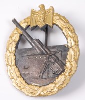Lot 1202 - A German Coastal Artillery War badge.
