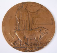 Lot 1217 - A WW I bronze memorial plaque, naming William...