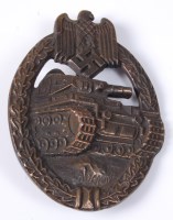 Lot 1233 - A German Panzer Assault badge in bronze,...