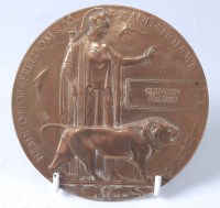 Lot 1246 - A WW I bronze memorial plaque, naming Quinton...