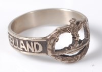 Lot 1247 - A German Kriegsmarine white metal ring, marked...